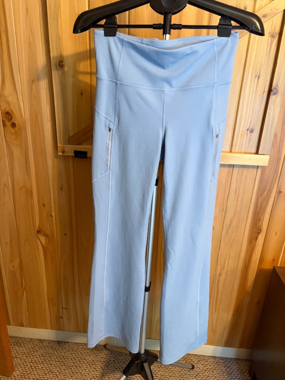 Athleta Rainier Bootcut Pant Light Blue Zip Pocket Women's Medium Fleece